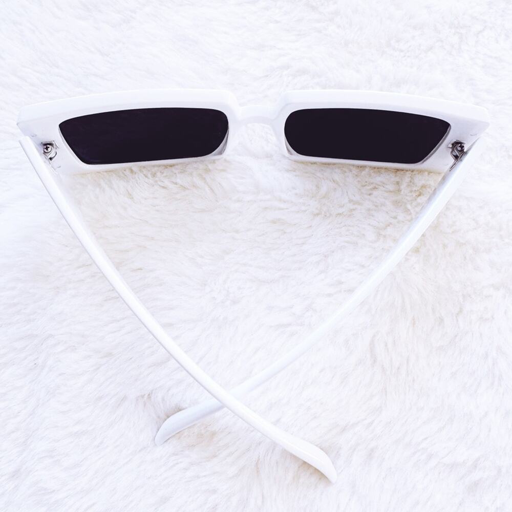 Aaron White Rectangular Sunglasses - Picture 10 of 11